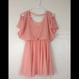 GB Flutter Sleeve Cross Backed Dress in Blush